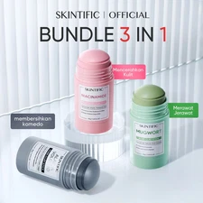 SKINTIFIC 3pcs Clay Mask Stick (Niacinamide Bright,Mugwort Acne,Alaska Volcano)
