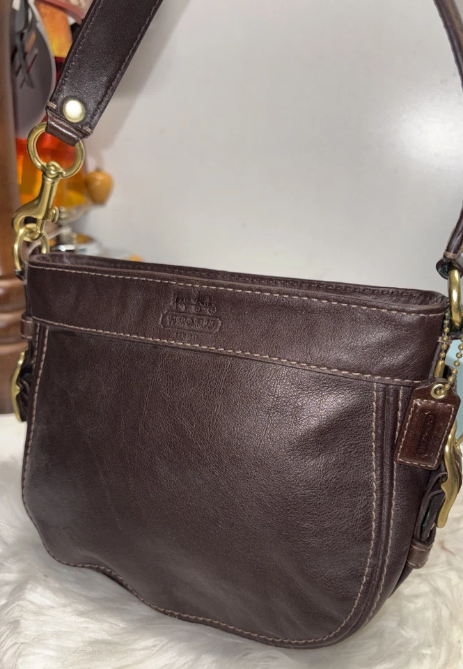 复古 Y2K 豪华蔻驰迷你 Zoe 棕色皮革流浪汉手提包 — 第 3/4 张图片