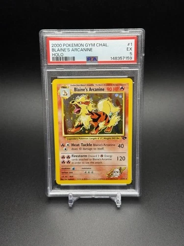 2000 POKEMON GYM CHALLENGE HOLO #1 BLAINE'S ARCANINE WOTC EXCELLENT PSA 5