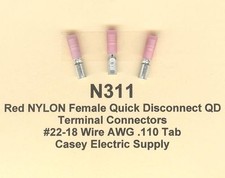 25 Red Female Quick Disconnect NYLON Terminal Connector 22-18 Wire Gauge.110 Tab