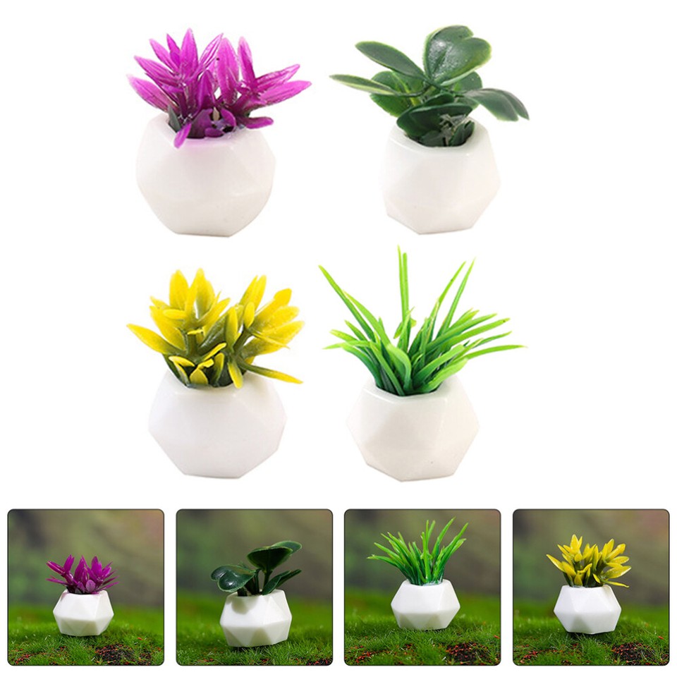 4 Pcs Doll House Miniature Scene Model Artificial Flower Pot eBay