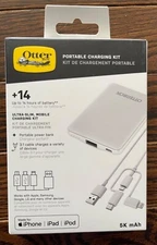 OtterBox Portable Charging Kit Power Bank with 3-in-1 Cable 5k mAh (White)