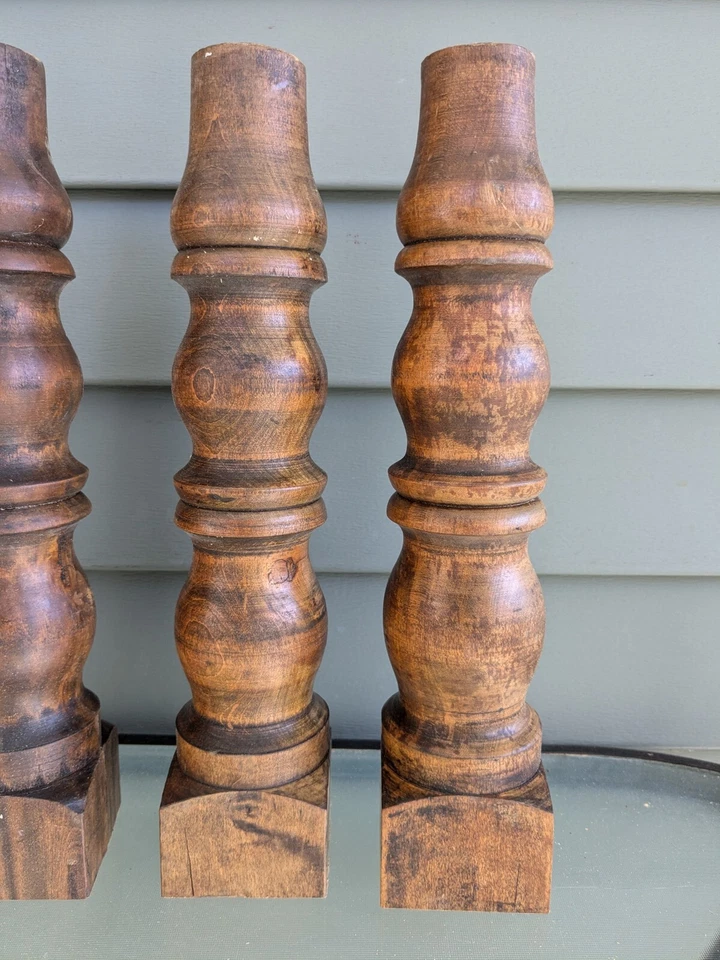 古董套装 4 件打捞枫木家具腿可重复使用 12 3/4 英寸高 X 2 3/4 宽 — 第 3/4 张图片