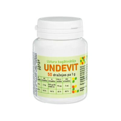 Undevit Multivitamin A, C, E, B1, B2, B6, B12  vitamins Niacin Rutin Folsäure