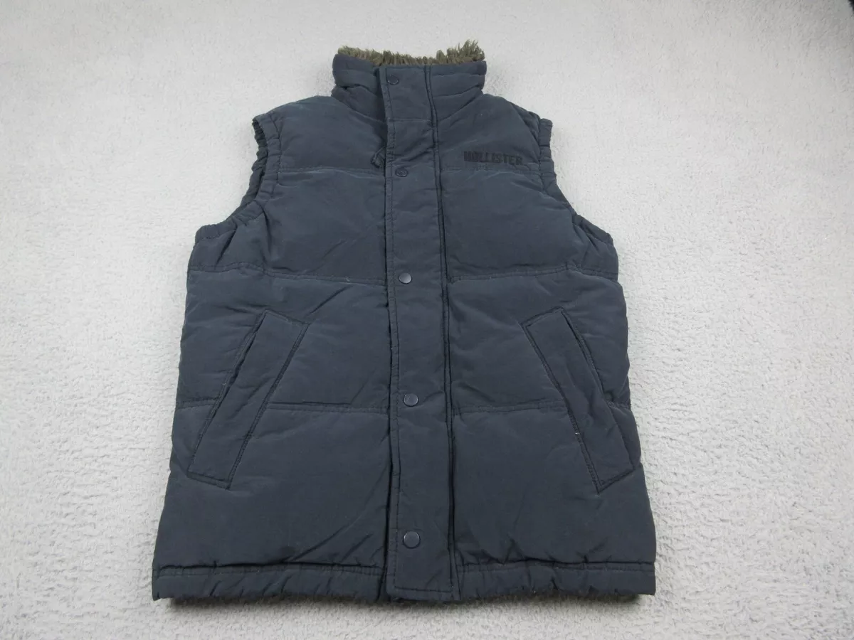 Hollister Vest Mens Adult Small Blue Puffer Down Filled Sherpa Zip Outdoor
