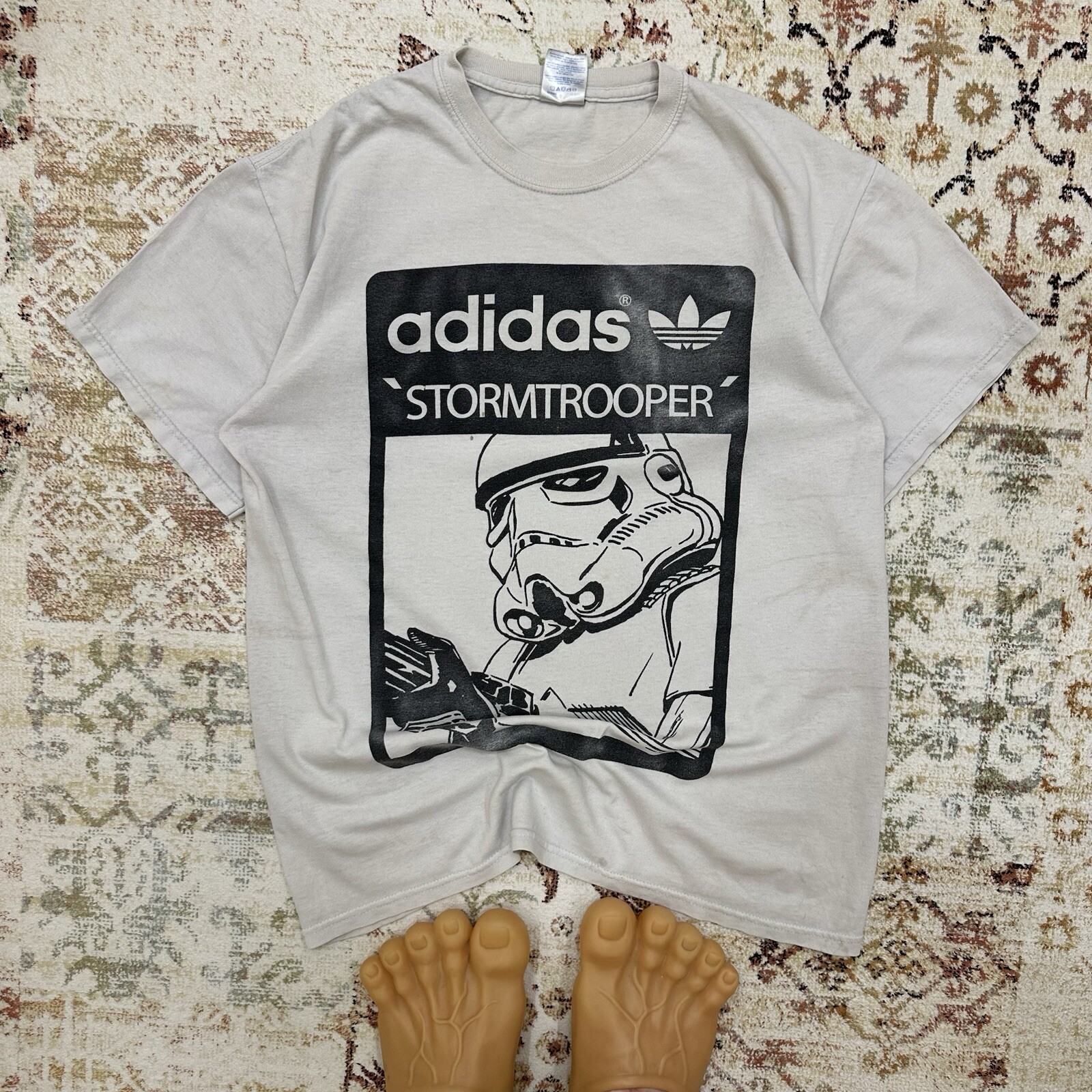 Vintage Y2K Adidas Stormtrooper Joke Tee 00s Star Wars Movie Humor USA