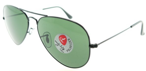 Authentic Ray Ban RB 3025 002/58 Black Polarized Aviator