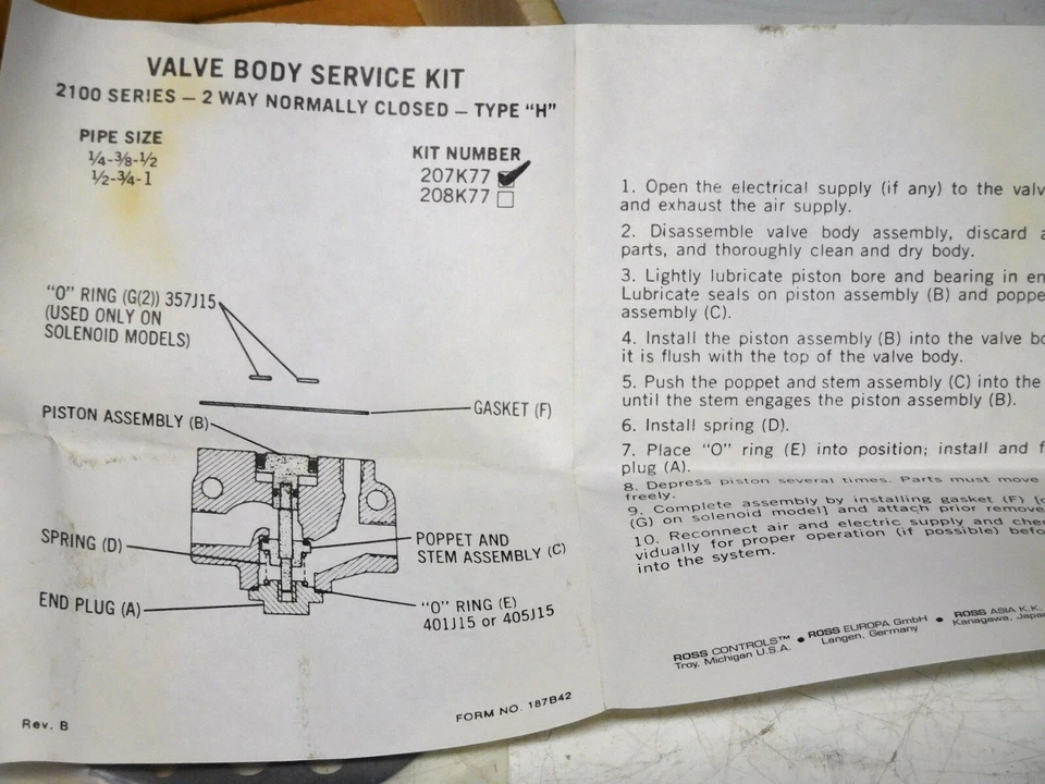 GARDNER DENVER — СЕРВИСНЫЙ КОМПЛЕКТ КОРПУСА КЛАПАНА — 00701701 0126 — серия 2100 — 207K77 - Изображение 3 из 4