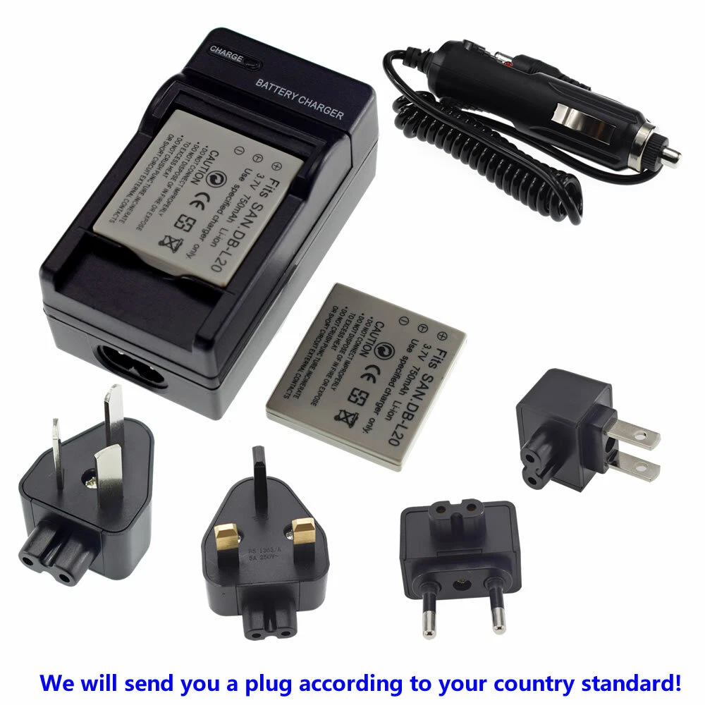 2X Battery+charger for Sanyo DB-L20 Xacti VPC-E2 VPC-CA8 DMX-C1 DMX-C4 Camcorder