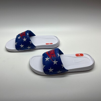 NIKE VICTORI ONE WOMENS SLIDES RED WHITE BLUE STARS SIZE 11  display picture 2