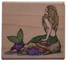 Mermaid Rubber Stamp By Hero Arts Wood Mounted