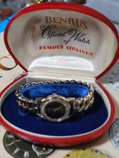 Vintage 1960s BENRUS 10K RGP 17J Manual Wind Men's Watch w/Original Band & Box