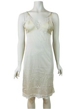 Vintage Komar Slip Dress Women's 34 Linergie Off White Silky Nylon Lace Trim
