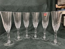 Royal Crystal Rock (RCR) FIRE Champagne Flutes 8 3/4" Tall Set of 6