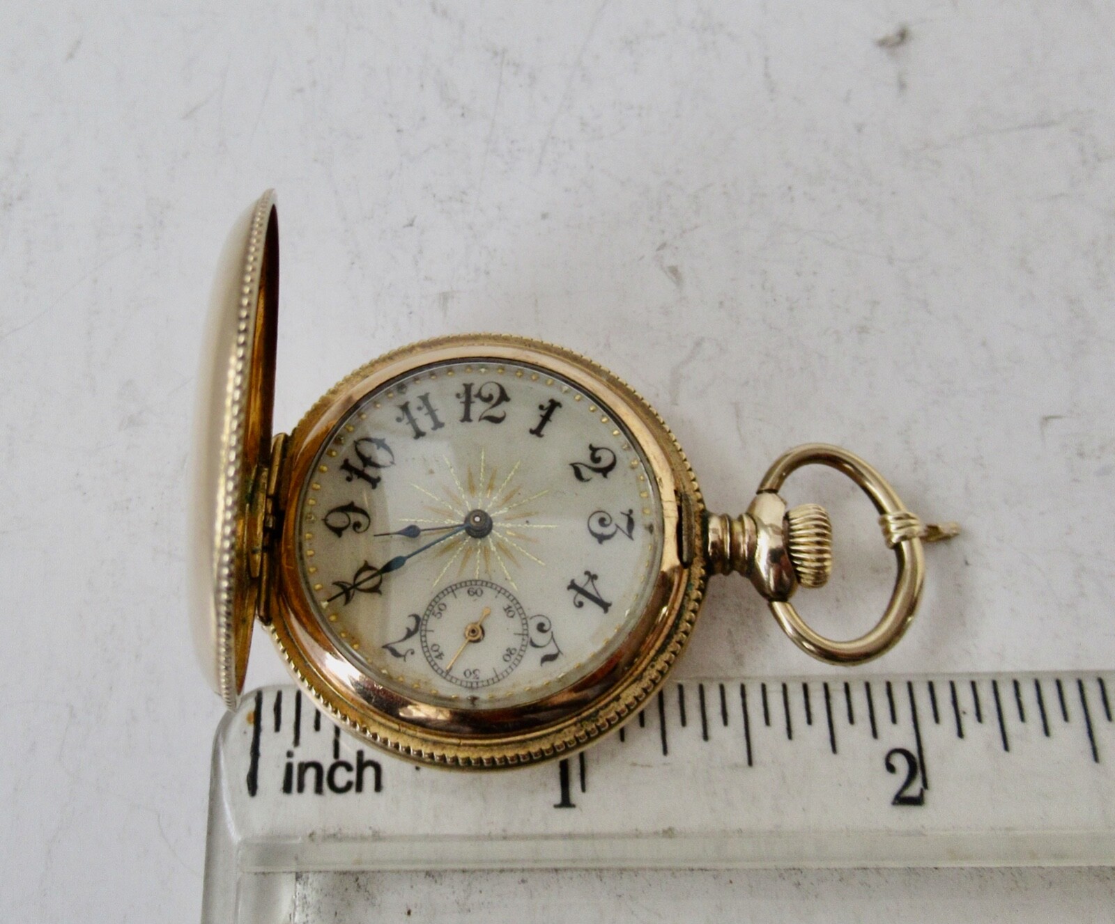 Hunters Case Pocket Watch, Gold Filled, Ornate Face, Running eBay