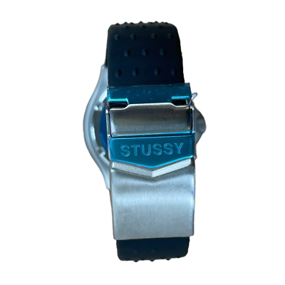STUSSY TOURMASTER Silver Wrist Watch Rubber Black Band | eBay
