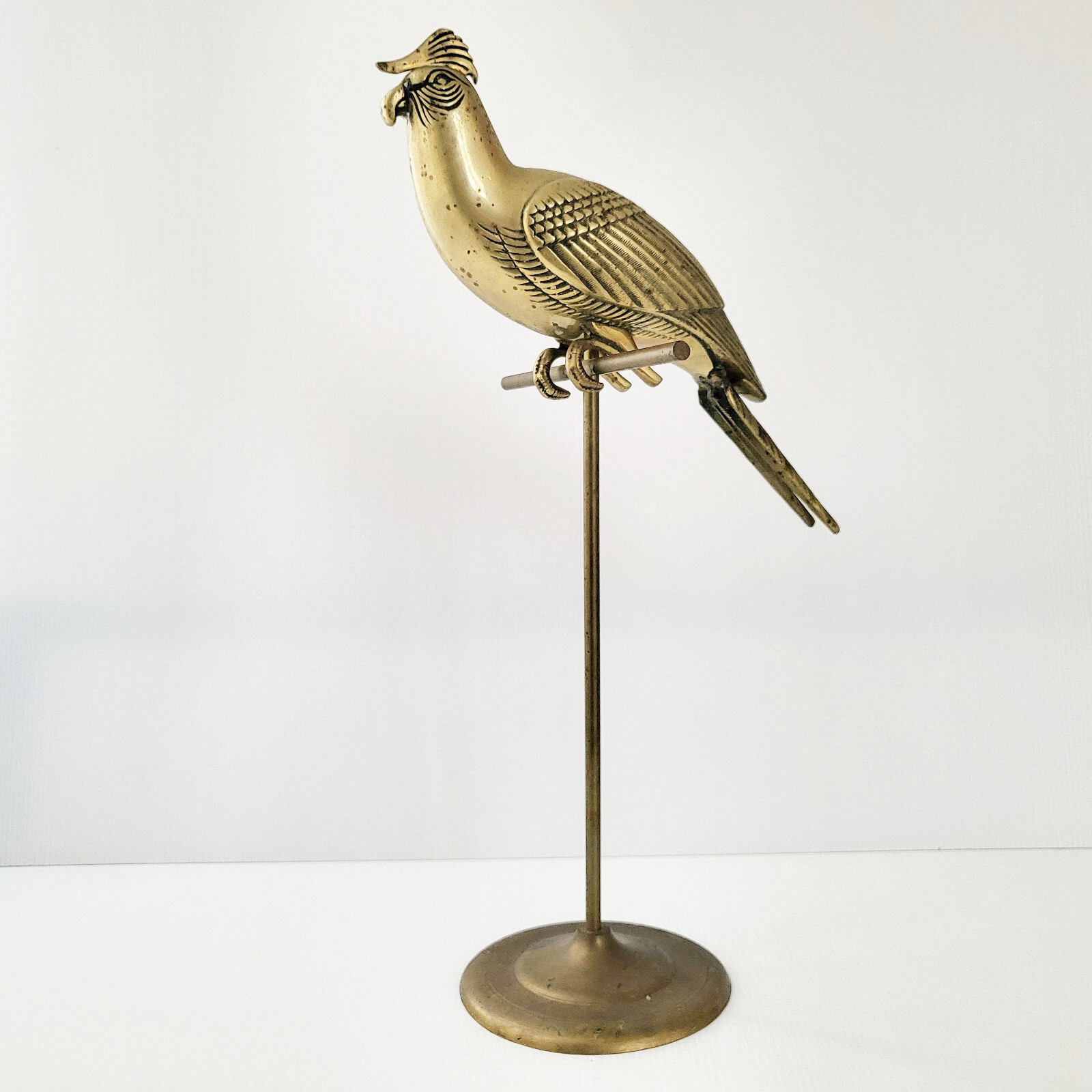 Loro Sobre Transportadora Gigante 53CM Altura Vintage 1970 Latón Oro 70S Años 70