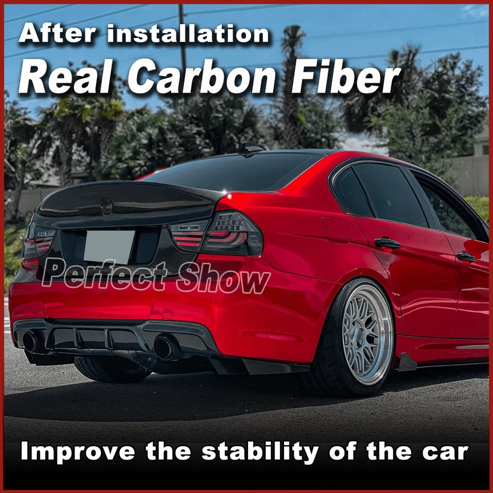 For BMW 3 Series E90 Sedan 2005-08 REAL Carbon Rear Trunk Spoiler Boot Wing Lip  - image 2 of 4