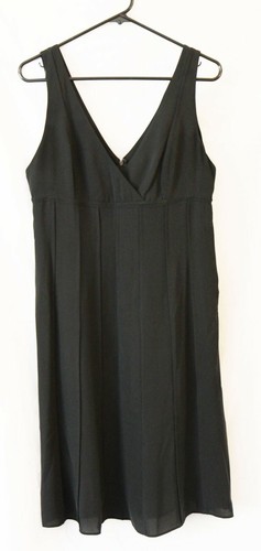 Calvin Klein 8 100% Silk Little Black Dress Knee Length Sleeveless V Plunge Neck - Picture 6 of 8