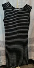 Calvin Klein Size 6 Black with white stripes Dress Sleeveless