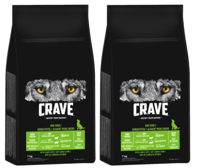 14kg Crave Hundefutter Trockenfutter Beutel Lamm und Rind