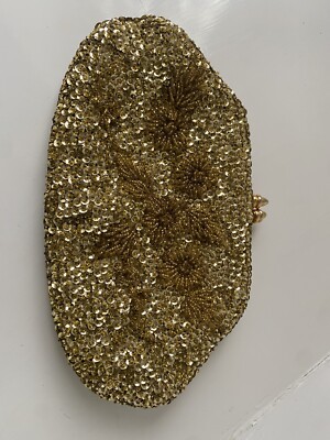 Vintage Gold Sequin and Seed Bead Evening Bag or Clutch, Hong Kong