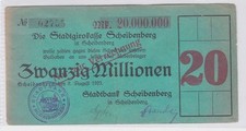 20 Million Mark Banknote City Girokasse Plattenberg 8.8.1923 (118807)