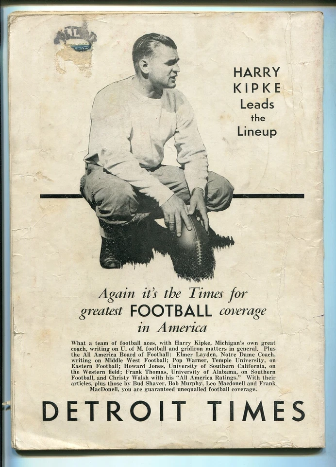 Detroit vs Haskell Indians-Football Game Program-NCAA 10/4/1935-history-VG - Image 2 of 2