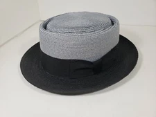 BILTMORE PUMICE BLACK MILAN STRAW PORK PIE MADE IN CANADA