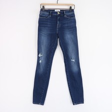 Frame Le High Skinny Jeans Womens 26 Blue Distressed High Rise Stretch Denim