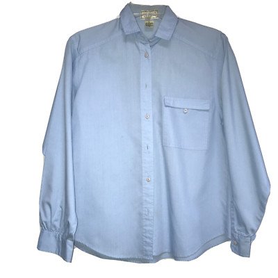 Katelyn Court Classy Button-up Sz 8 Lt Blue Long Cuffed Sleeve Shirt Blouse EUC
