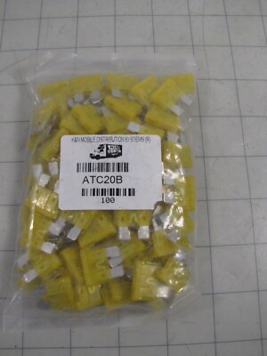 100-pack K&N Mobile ATC20B 20-Amp Blade Style Automotive Fuses NEW