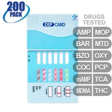 NEW Mintegrity Drug Test 12-Panel Dip Card Urine Home Kit 200-Pack #MI-WDOA-7125
