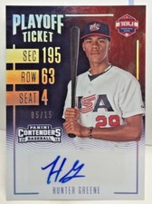 Hunter Greene 2016 Elite Extra Edition Contenders PLAYOFF Ticket USA Auto #'d/15