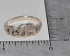 925 Sterling Silver - Vintage Elephants Motif Band Ring Size 8