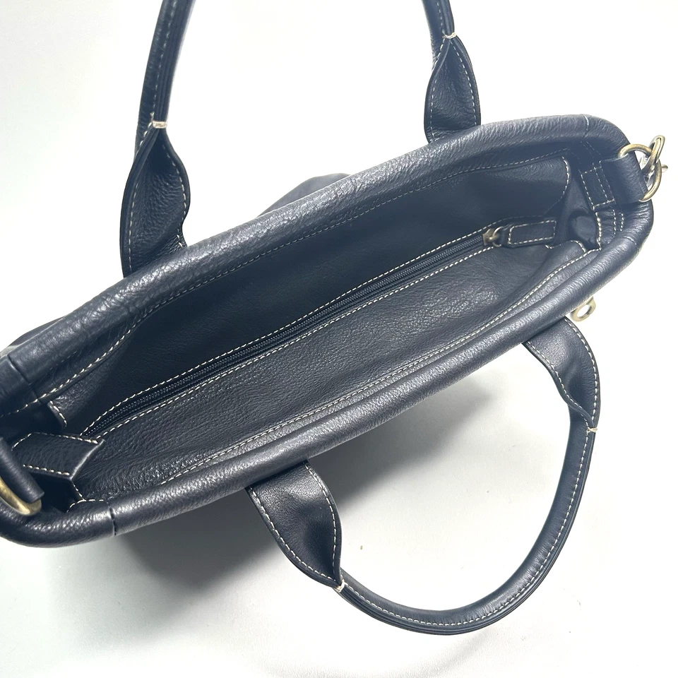 Bolso de Mano LEVENGER Cuero Negro 6 Bolsillos Cartera Bandolera/Cartera Boho Nuevo sin Etiquetas Foto 3 de 4