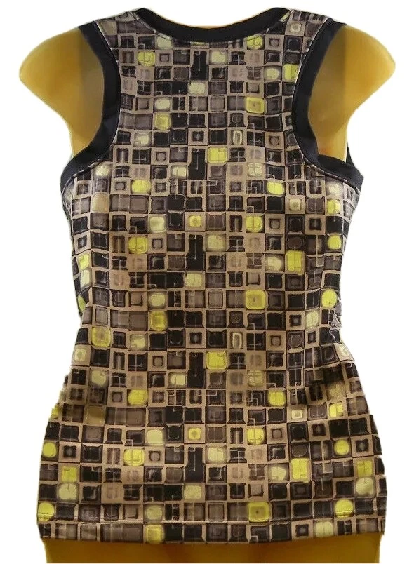 Camiseta sin mangas deportiva Reebok Play Dry mediana púrpura amarilla Foto 4 de 4