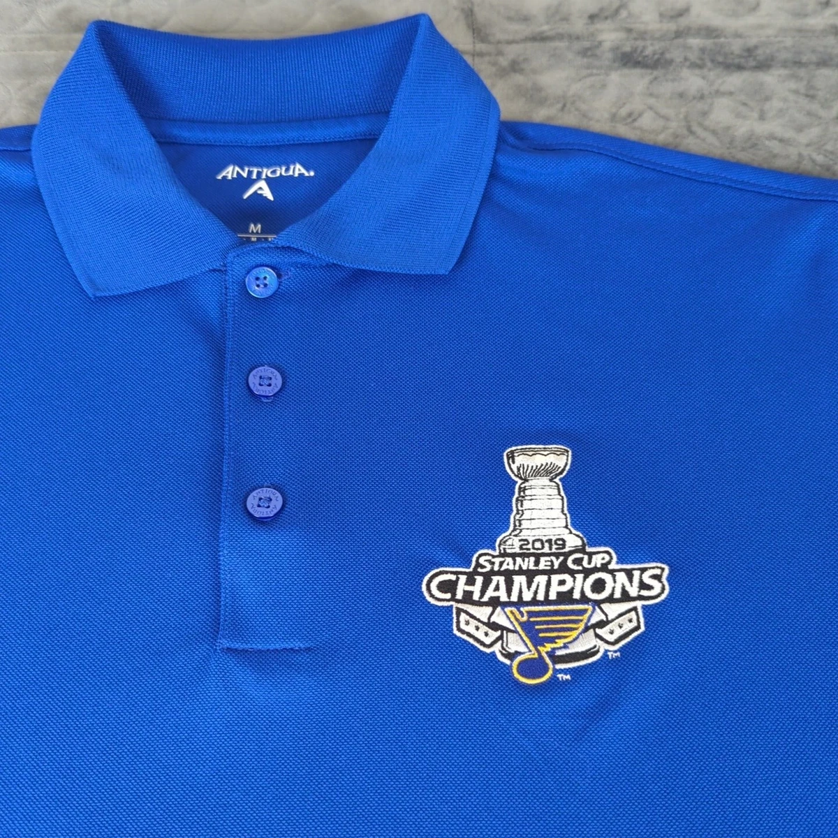 St Louis Blues Polo Shirt Antigua Stanley Cup Champions Short