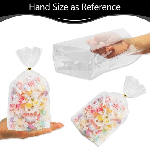 50Pack 6x9 Inch Clear Cellophane Gift Bags w/ Ties for Party Favors Food Storage - Picture 7 of 7