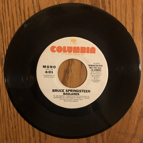 BRUCE SPRINGSTEEN - BADLANDS, COLUMBIA , W L PROMO 45 RPM, 1978, NM ! RARE ! - Picture 3 of 5