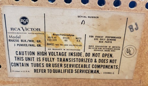 RCA Victor Modelo RHA25E Para Piezas o Reparación - Imagen 5 de 5