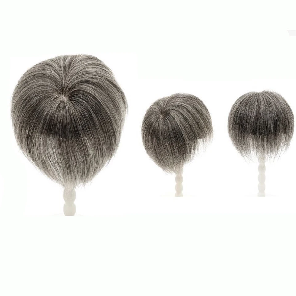 Bob Cabello Gris 100% Real Cabello Humano Topper Toupee Clip Pelo Brazalete Para Mujeres Foto 2 de 4