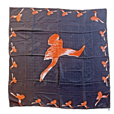 Beautifull Black Scarf 100 Silk Dancing Graphic Pattern SZ 33" Very light