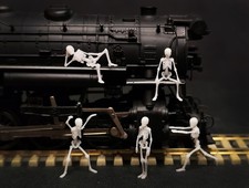 5 piezas Esqueletos Escala HO 1:87 Impresión 3D 5 Poses Halloween Ferrocarril Paisaje Figuras