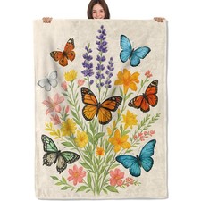 Colorful Butterfly Blanket Soft Lightweight Flannel Throw Blanket for Living ...