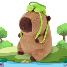 Achwishap Capybara Plush Toy with Turtle Backpack - Soft 10" Kawaii Stuffed