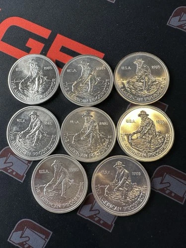 Lot of (8) 1985 American Prospector Engelhard .999 Fine Silver 1 Troy oz Rounds