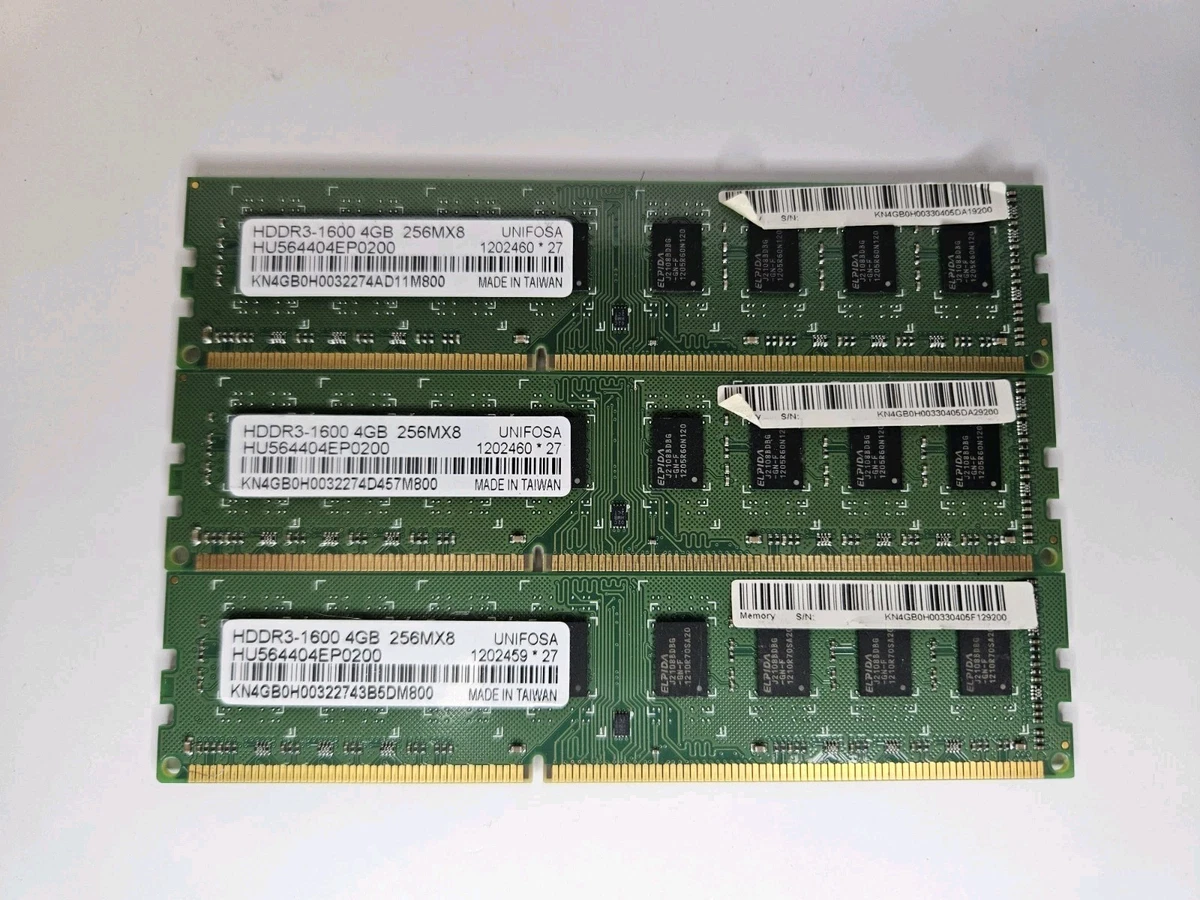 PC3-12800 (DDR3-1600) Computer Memory (RAM) 12 GB Total Capacity