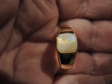 Australian Solid White Opal Mens Ring