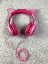 Kids Pink Cat Ear Wired Headphones Gorsun Adj Headband Soft Cushions 3.5mm Jack